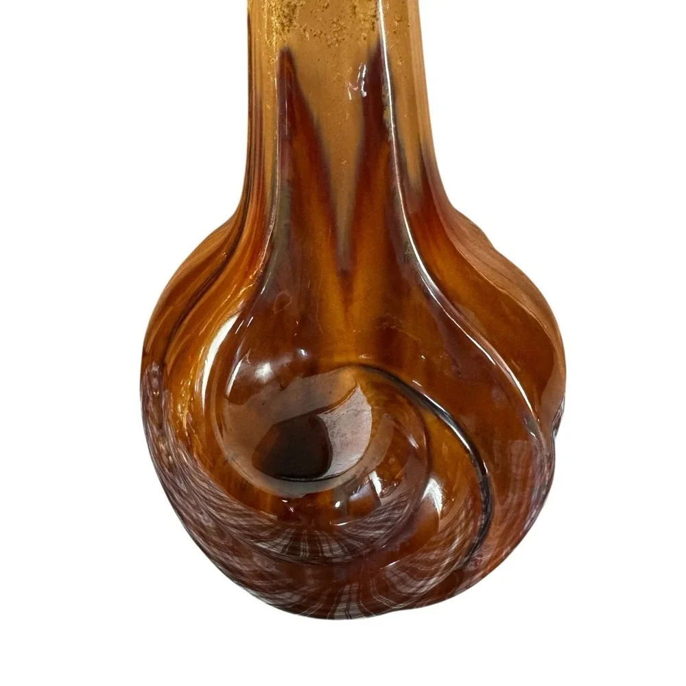 Large Sculptural Pottery Vase Brown Drip Glaze Swirl Abstract Art MCM Style 14